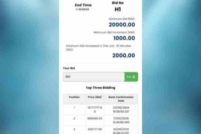 H1 bidding reaches RM10.7 million. Photo: social media