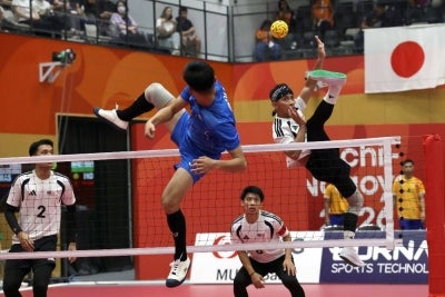 Malaysia's sepak takraw team regu squad in action against India in the team regu event at the Aichi-Nagoya 2026 Asian Games at Nagoya City Mizuho Park Gymnasium. --Bernama PIX