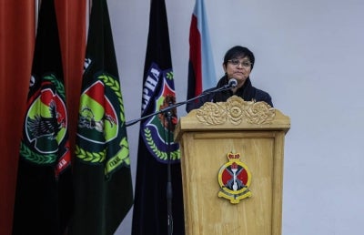 Minister in the Prime Minister’s Department (Law and Institutional Reform) Datuk Seri Azalina Othman Said delivering her speech at the literacy programme on the Anti-Bullying Act 2026 (Act 876) and the role of the Anti-Bullying Tribunal at the Royal Military College today. - Photo by Bernama