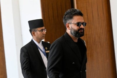 Nepal's Prime Minister Balendra Shah (R). (Photo by Prakash MATHEMA / AFP)