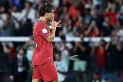 Portugal's forward #11 Joao Felix. (Photo by PATRICIA DE MELO MOREIRA / AFP)