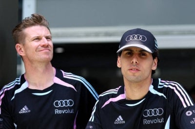Nico Hulkenberg of Germany and Gabriel Bortoleto of Brazil. (Photo by CLIVE MASON / GETTY IMAGES NORTH AMERICA / Getty Images via AFP)