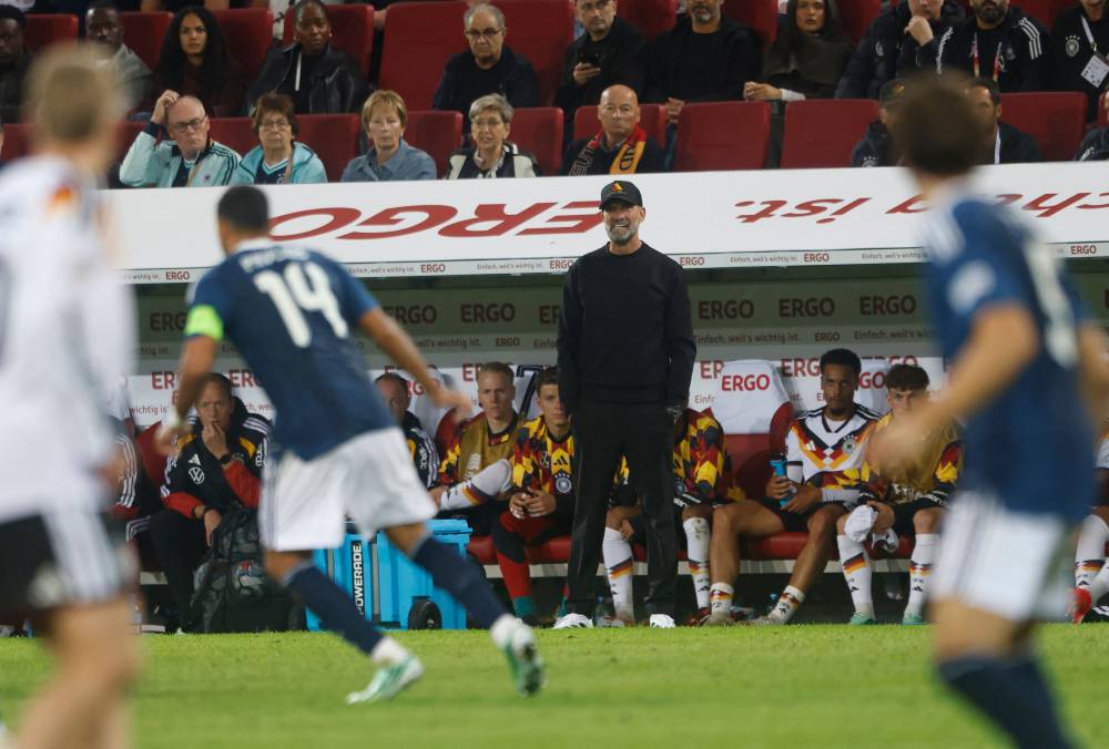 Germany's head coach Juergen Klopp watches from the sidelines during the UEFA Nations League Group A2 between Germany and Greece in Augsburg, southern Germany. -AFP PIX