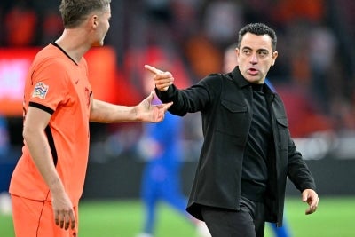Netherlands' coach Xavi Hernandez. (Photo by NICOLAS TUCAT / AFP)