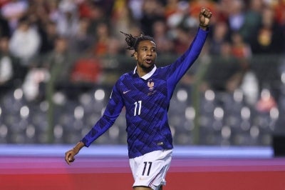 France's midfielder #11 Michael Olise. (Photo by FRANCK FIFE / AFP)