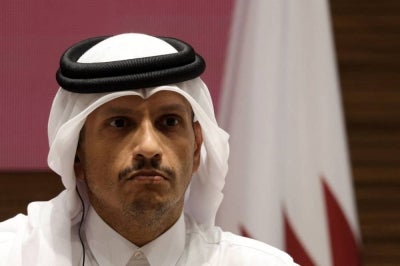 Qatar's Prime Minister and Foreign Minister Sheikh Mohammed bin Abdulrahman Al-Thani. (Photo by Karim JAAFAR / AFP)