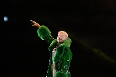US rapper, singer, dancer and DJ, Benjamin Haggerty, known as Macklemore. (Photo by ARNAUD FINISTRE / AFP)