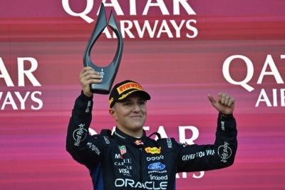 Red Bull Racing's French driver Isack Hadjar. (Photo by Andrej ISAKOVIC / AFP)