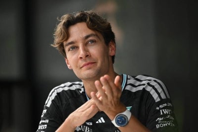 Mercedes' British driver George Russel. (Photo by Jade GAO / AFP)