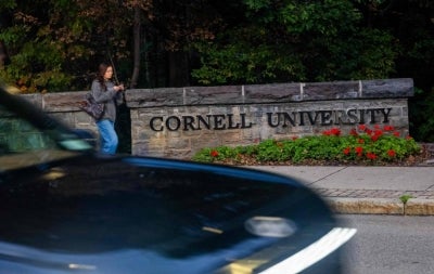 A student walks on the campus of Cornell University on Sept 29, 2026, in Ithaca, New York. - (Photo by SPENCER PLATT / Getty Images via AFP)