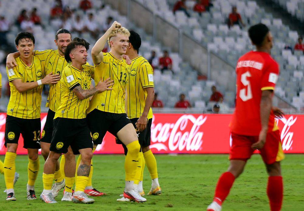 Harimau Malaya forward Fergus Tierney (fourth from left) celebrates after scoring the only goal in the 62nd minute against Vietnam during the FIFA Asean Cup 2026 third-place playoff at Gelora Bung Karno Stadium (GBK) in Jakarta.
Malaysia won 1-0. -Bernama Photo