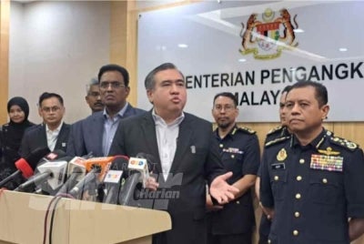 Transport Minister Anthony Loke speaks during a press conference on Monday on the suspension of MYEG and Zetrix AI’s payment services.