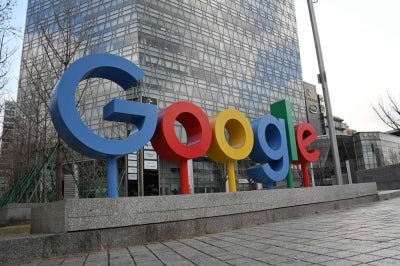 The Google logo is seen outside a building housing Google offices in Beijing. AFP photo.