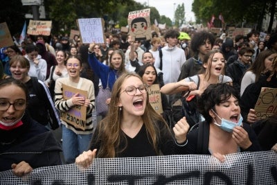 Thousands of students protest in Nantes, on October 9, 2026, as part of a nationwide protest movement over learning conditions. (Photo by Loic VENANCE / AFP)