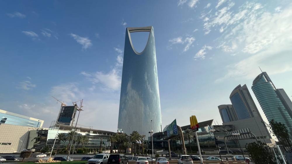 (FILES) A picture taken on Jan 14, 2023, shows the Kingdom Centre tower in the Saudi capital Riyadh. - (Photo by Giuseppe Cacace / AFP)