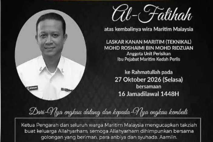 Intelligence Unit member Senior Maritime Warrior (Technical) Mohd Roshaimi Mohd Ridzuan, 41, was pronounced dead.