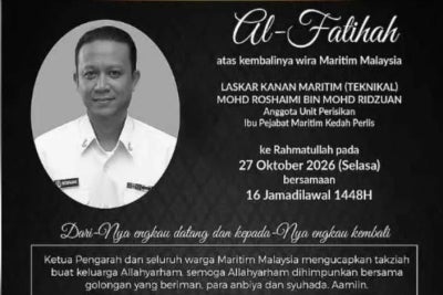Intelligence Unit member Senior Maritime Warrior (Technical) Mohd Roshaimi Mohd Ridzuan, 41, was pronounced dead. 