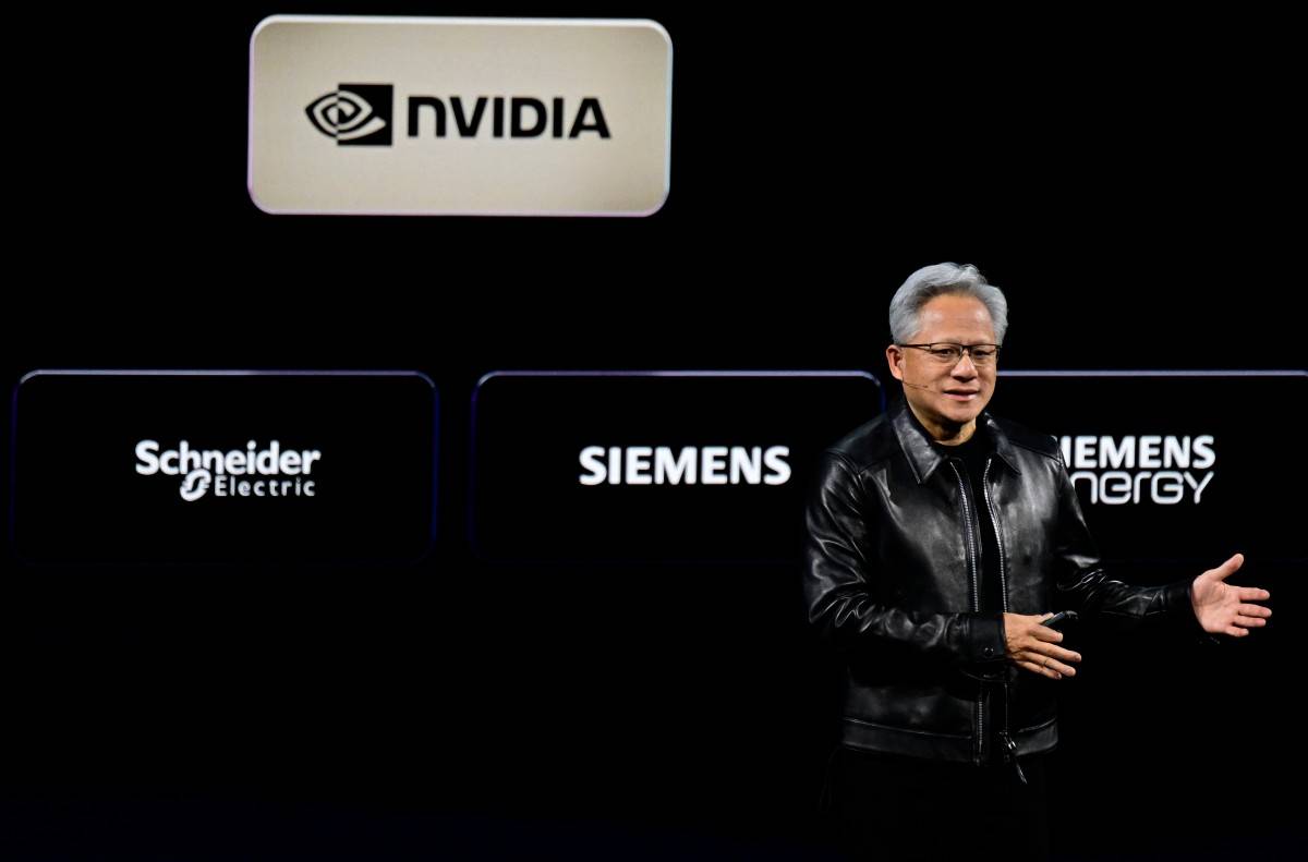 Co-founder, President and CEO of US technology company Nvidia, Jensen Huang. (Photo by John MACDOUGALL / AFP)