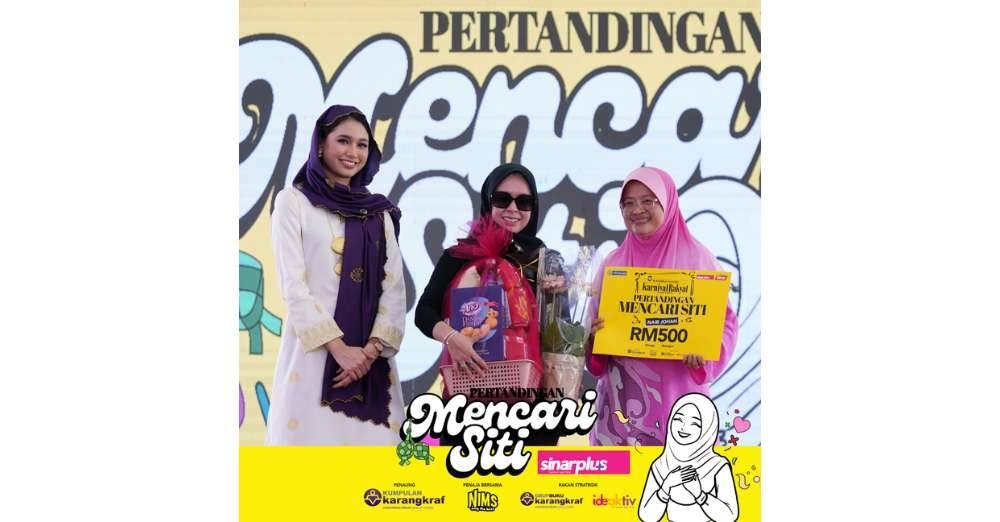 Siti Khairul Bariah Kamaluddin berjaya membawa pulang RM500, hamper dan jambangan bunga.