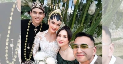 Mempelai bergambar kenangan bersama Raffi Ahmad dan isterinya, Nagita Slavina