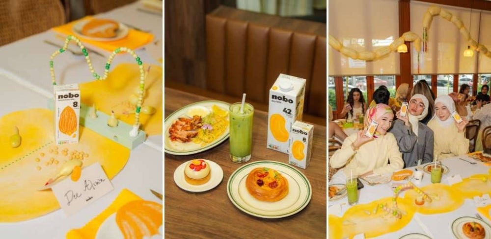 Menu kolaborasi NOBO Soy x Dona Bakehouse akan terus ditawarkan kepada orang ramai selama sebulan selepas acara pelancaran. . Antara hidangan yang diperkenalkan termasuk Smoked Duck & Lychee Curry Danish, Pasta Alfredo dengan Cajun Chicken, Matcha Latte berasaskan NOBO Soy serta pencuci mulut NOBO Soy Panna Cotta.