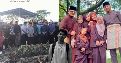 Jenazah Allahyarham dikebumikan di Tanah Perkuburan Islam Raudhatul Jannah Taman Pertama, Sabak Bernam