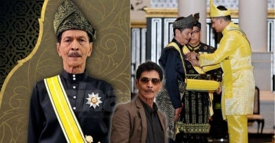 Eman Manan menjadi antara 27 orang penerima Darjah Kebesaran Datuk Paduka Mahkota Terengganu di Istana Syarqiyyah, Kuala Terengganu hari ini. (Foto: Bernama, Butik Khat Terengganu)