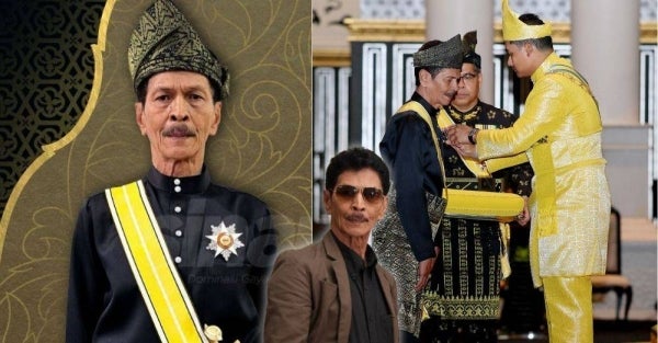 Eman Manan menjadi antara 27 orang penerima Darjah Kebesaran Datuk Paduka Mahkota Terengganu di Istana Syarqiyyah, Kuala Terengganu hari ini. (Foto: Bernama, Butik Khat Terengganu)
