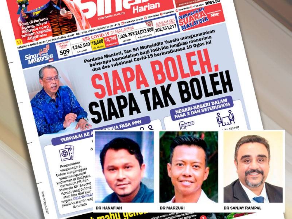 Laporan muka depan Sinar Harian pada Isnin.