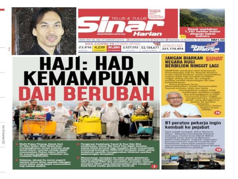 Laporan Sinar Harian pada Isnin. (Gambar kecil: Ahmad)