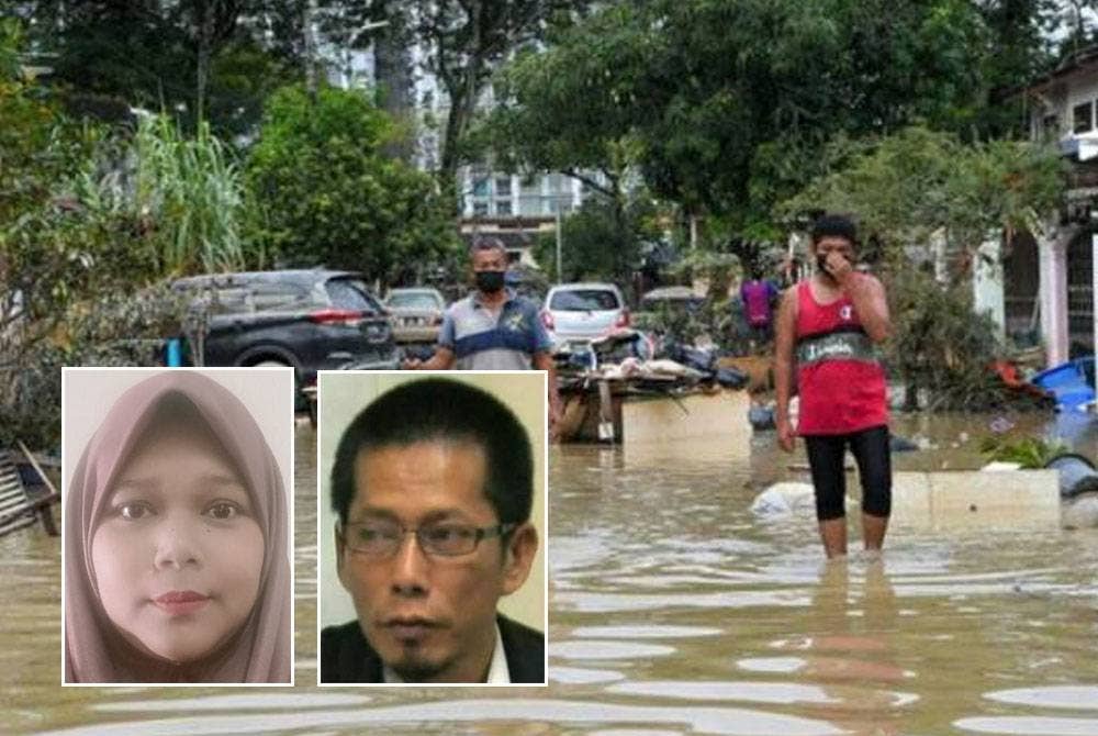 Mangsa banjir mengakui masih belum mendapat sebarang bantuan daripada kerajaan, seklai gus menghadapi kesukaran untuk menampung kos pemulihan rumahnya. - Gambar hiasan, gambar kecil dari kiri: Munirah, Samsudin