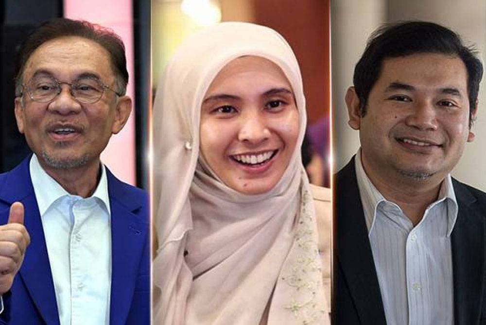 Spekulasi kemunculan semula Rafizi (kiri) dan Nurul Izzah (kanan) kini menjadi buah mulut dalam kalangan akar umbi PKR. Anwar (tengah).