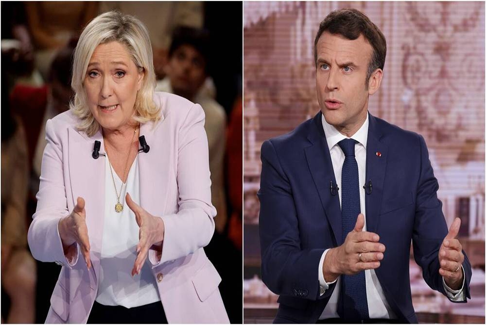 Emmanuel Macron (kanan) akan menentang Marine Le Pen dalam Pilihan Raya Presiden Perancis.