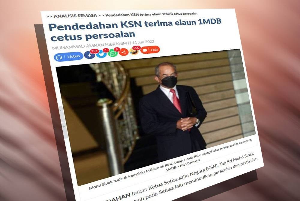 Pendedahan bekas Ketua Setiausaha Negara (KSN), Tan Sri Mohd Sidek Hassan di mahkamah pada Selasa lalu menimbulkan persoalan dan pertikaian beberapa pihak.