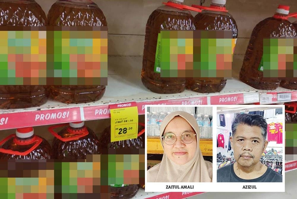 Hasil tinjauan Sinar Harian mendapati ada pasar raya yang menjual minyak masak botol pada harga lebih 40 peratus berbanding harga lama. Gambar kecil dari kiri: Zaitul Amali, Azizul