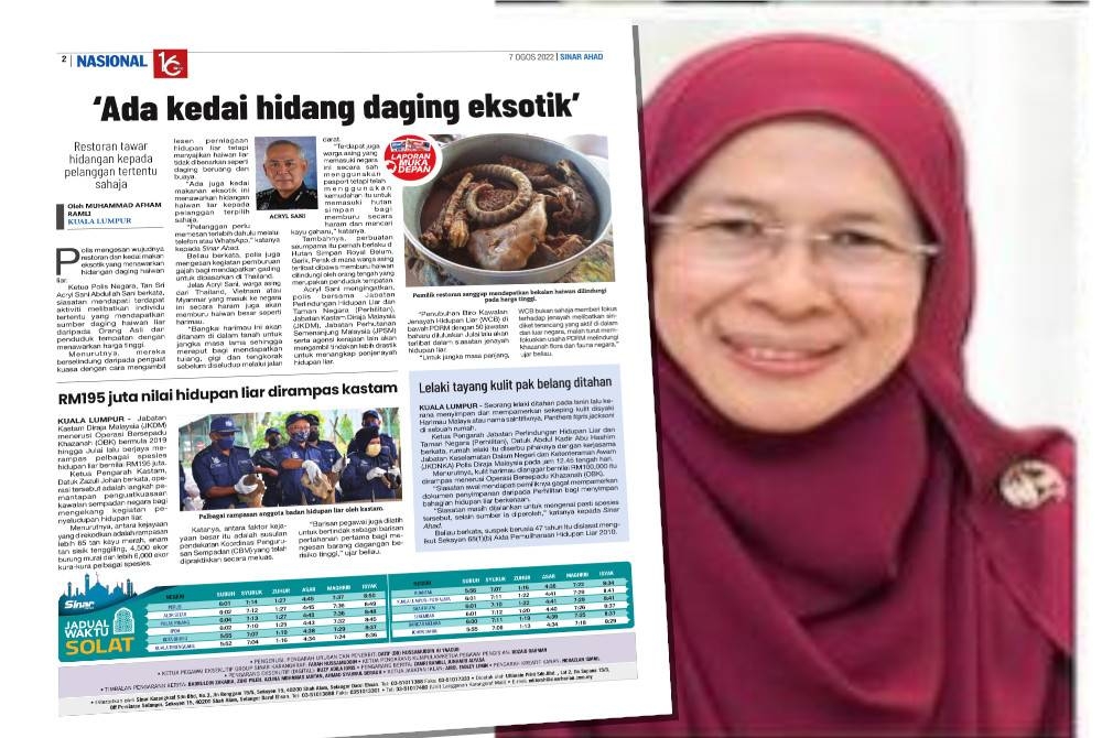 Laporan Sinar Ahad mengenai hidangan daging eksotik. Gambar kanan: Norhasmah