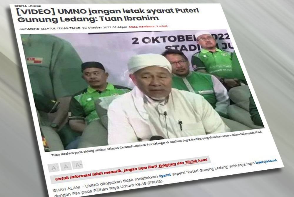 Laporan Sinar harian pada Isnin.