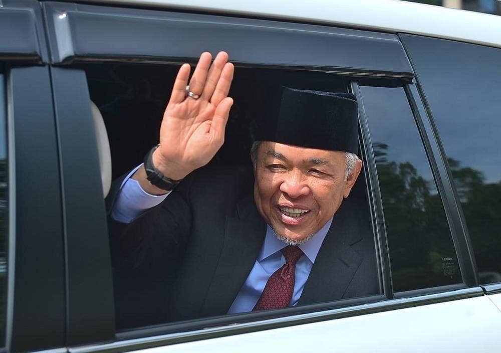 Pengerusi BN, Datuk Seri Dr Ahmad Zahid Hamidi tiba di Istana Negara pagi tadi. - FOTO: ROSLI TALIB