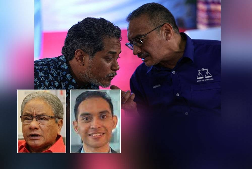 Tindakan pemecatan Khairy (kiri) dan penggantungan keahlian Hishammuddin selama enam tahun dibimbangi akan menyebabkan UMNO dilihat semakin eksklusif di mata rakyat. (Gambar kecil: Hasan (kiri), Anis Anwar)