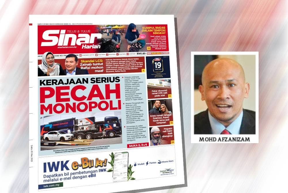 Laporan Sinar Harian pada Sabtu. Gambar kecil: Mohd Afzanizam