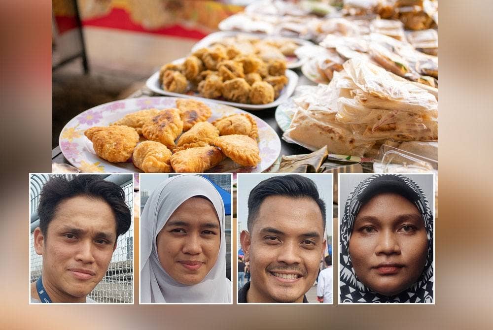 Pengunjung bazar Ramadan terpaksa berbelanja lebih untuk membeli juadah berbuka. - Gambar hiasan 123RF, gambar kecil dari kiri: Haikal, Wardah, Mohamad Afiq, Nur Aliya Hamid