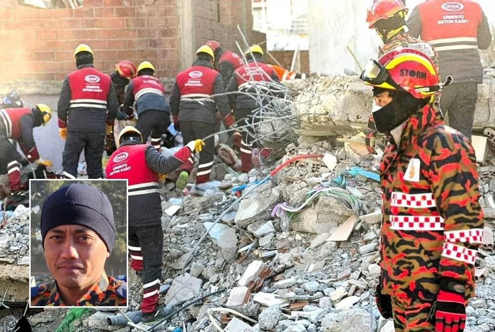 Operasi SAR mangsa runtuhan akibat gempa bumi di Turkiye pada Februari lalu. Gambar kecil: Mohd Khairul Azmi Jaafar
