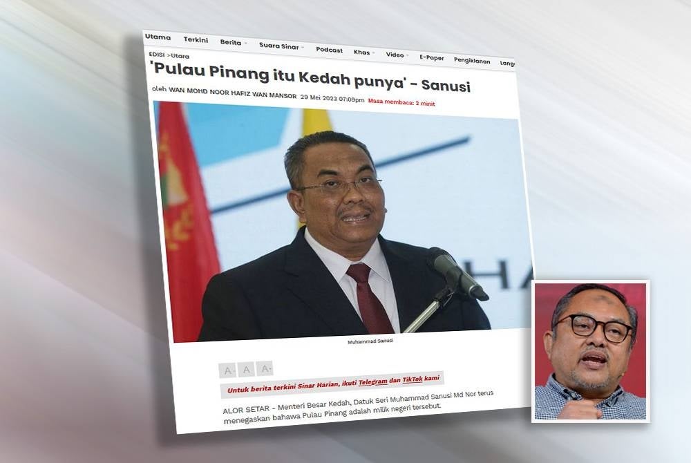 Laporan Sinar Harian pada Isnin. (Gambar kecil: Nik Ahmad Kamal)