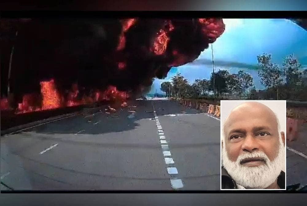 Rakaman kamera papan pemuka menunjukkan pesawat yang membawa lapan individu termasuk dua kru dan ADUN Pelangai, Datuk Seri Johari Harun terhempas di Elmina, Shah Alam pada Khamis. Gambar kecil: Shahul Hamid