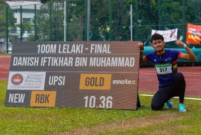 Danish Iftikhar muncul juara acara 100 meter lelaki akhir pada Sukan Institusi Pendidikan Tinggi (SUKIPT) di Universiti Malaya pada Selasa. Foto Bernama