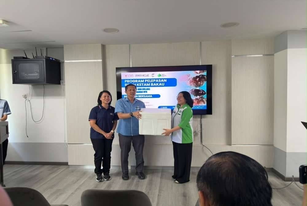Sesi Penyerahan Benih Ketam Bakau daripada IMB UMS, Jabatan Perikanan Negeri Sabah kepada SWCS.