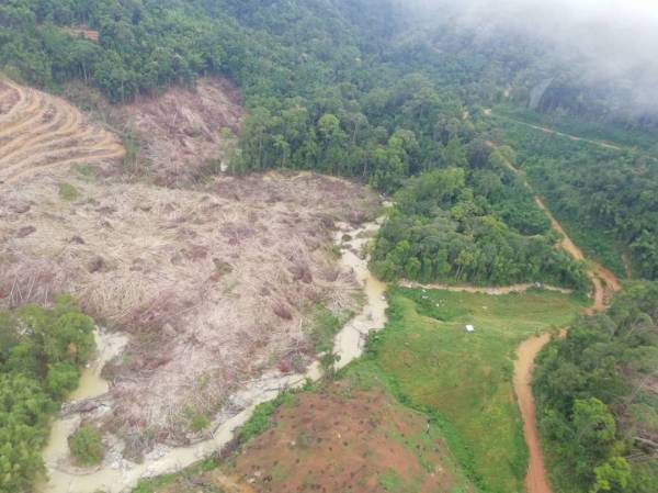 Tinjauan udara di kawasan Pamah Lebar yang dipercayai dibangunkan bagi tujuan pertanian.