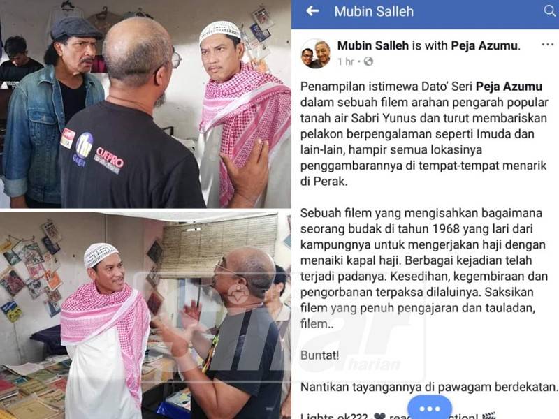 Perkongsian Mohd Hafez Mubin di facebook mengenai Ahmad Faizal yang membuat penampilan khas dalam sebuah filem arahan Sabri. Foto: Facebook Mubin Salleh