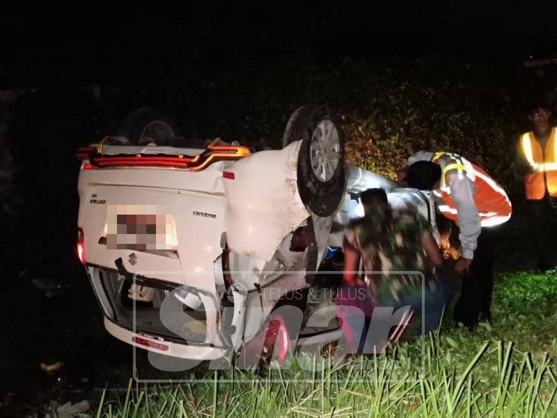 Keadaan kenderaan yang kemalangan.