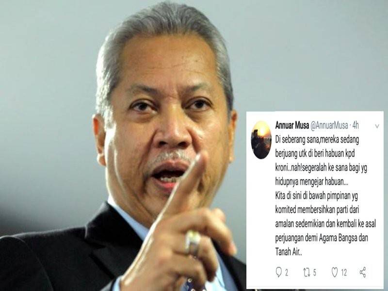 Annuar dalam Twitter miliknya mengingatkan ahli Umno supaya komited membersihkan parti dari amalan memberikan habuan kepada kroni.